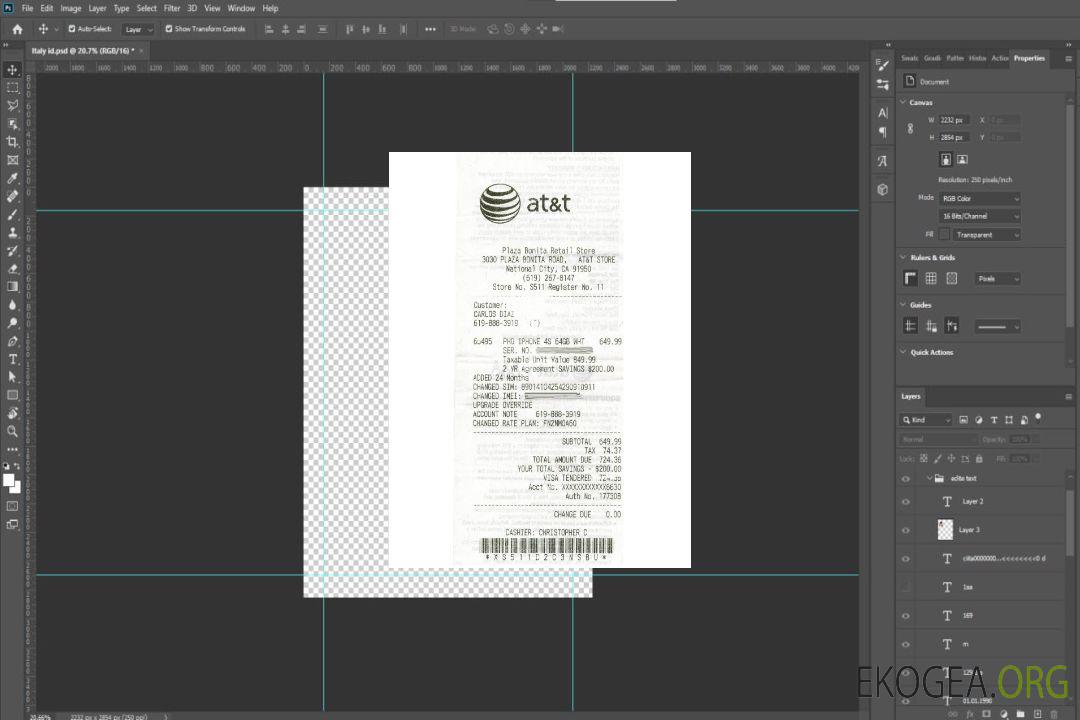 Reçu de la société de télécommunications At&t template Reçu de la société de télécommunications At&t template